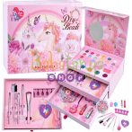 Unikornisos gyerek smink- és ékszerkészlet lányoknak – mosható smink, tükörrel, körömlakkal és gyöngyfűző szettel, 3 fiókos tárolóban Unikornisos gyerek smink- és ékszerkészlet lányoknak – mosható smink, tükörrel, körömlakkal és gyöngyfűző szettel, 3 fiókos tárolóban