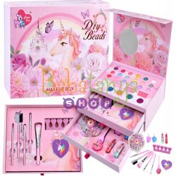 Unikornisos gyerek smink- és ékszerkészlet lányoknak – mosható smink, tükörrel, körömlakkal és gyöngyfűző szettel, 3 fiókos tárolóban Unikornisos gyerek smink- és ékszerkészlet lányoknak – mosható smink, tükörrel, körömlakkal és gyöngyfűző szettel, 3 fiókos tárolóban