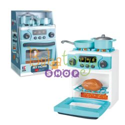 Játéktűzhely érintésérzékelővel, valódi hangokkal, fényekkel, edényekkel és ételekkel