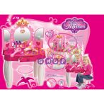   Kinderplay sminkasztal, multimédiás funkciókkal, MP3 lejátszási lehetőség, smink- és hajkiegészítők, hajszárítóval, lámpával és egyéb kiegészítővel