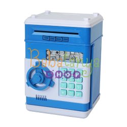 Elektronikus széf, érmék és bankjegyek számára. Fény és akusztikus hatások