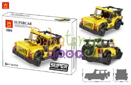 WANGE® 2886 | legó-kompatibilis autós építőjáték | 122 db építőkocka | Supercar sárga terepjáró jeep